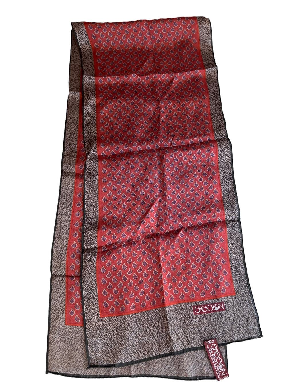 Vintage Sasson burgundy paisley rectangular silk scarf